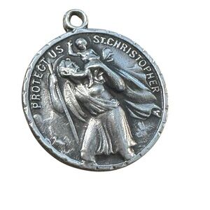 Vintage St. Christopher Metal marked Sterling